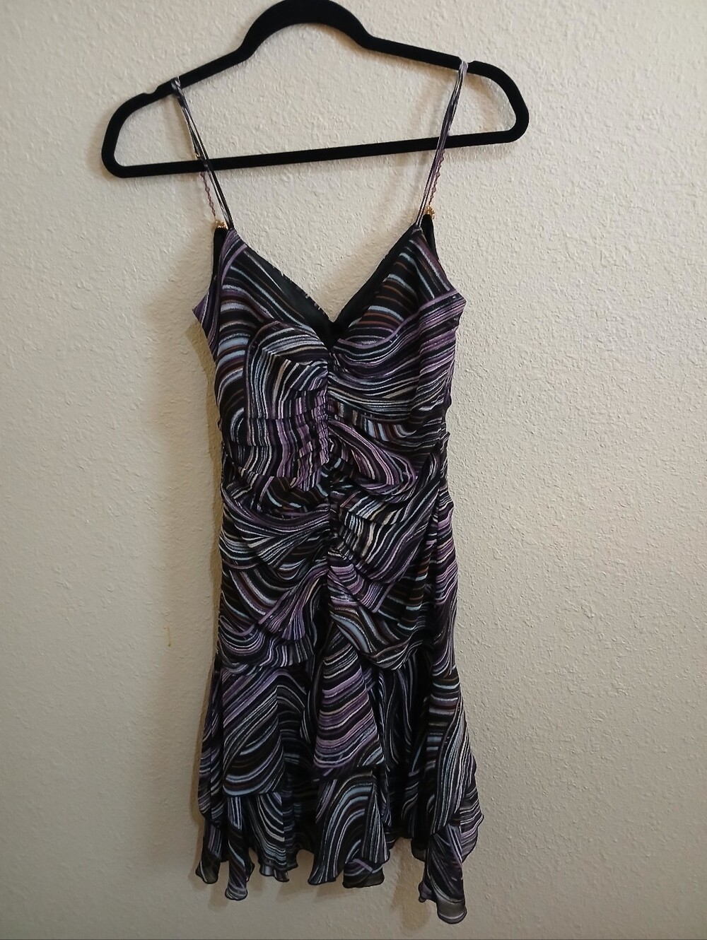 ABS Allen Schwartz Sleeveless Jewel Accent Swirl Print Ruched Dress